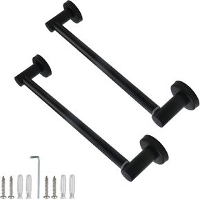 2 Pack Door Curtain Rod Adjustable French Door Curtain Rod 13.78"-24.8" Sash Curtain Rods with Instruction & Screws for French Door, Sidelight Window, Front Door, 3/4" Diameter, Black