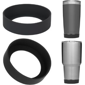 Linkidea Water Bottle Boot Compatible with YETI Rambler Tumbler 20oz/30oz, Travel Mug 20oz/30oz, Silicone Anti-Slip Water Bottle Bottom Sleeve Cover Protector (Black / 2 Pack)