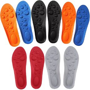 Shoes Insoles for Kids Inserts Athletic Memory Foam Arch Support Comfort Children Nonslip Shoe Pads Boys and Girls, 5 Pairs (Big Kid 1.5-5M/20.5-23CM), Blue+orange+black+beige+red