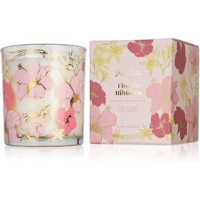 Rizos Curls Flor de Hibiscus Candle, Soothing Aromatherapy, Coconut & Soy Wax, Clean Burning, 50 Hour Burn Time, Vegan and Cruelty Free