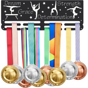 SUPERDANT Combined Gymnastics Medal Hanger Beam Vault Bars Floor Medal Holder with 12 Lines Sturdy Steel Award Display Holders for 60+ Medals Wall Mounted Medal Display Racks for Ribbon Lanyard