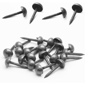 20Pcs Black Antique Upholstery Tacks, 12mm Pure Brass Nails Decorative Thumb Tacks Retro Solid Tacks for Sofa, Furniture, Wood