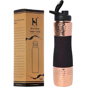Pure Copper Water Bottle with Sipper, 1000 Ml Capacity (33.81 US Fl Oz) For Ayurveda Health Benefits (Plain)