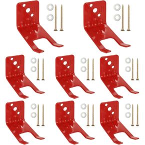 8 Pcs Universal Fire Extinguisher Mount, Fork Style Fire Extinguisher Bracket for 5 to 13 lbs, Red Fire Extinguisher Holder for All Extinguisher with Valve Body Slots