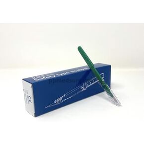 Disposable Safety Scalpels Sterile Surgical Blade Size 15 Stainless Steel with Plastic Handle & Metric Line Individually Foil Wrapped by P&P MEDICAL SURGICAL Box of 10