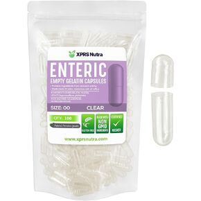 كبسولات نوترا حجم 00 فارغة من XPRS - عدد 500 كبسولات جيلاتينية فارغة مغلفة معويًا - كبسولات حبوب منع الحمل المتأخرة - حشوة كبسولة ذاتية الصنع - كبسولات هلامية معوية فارغة من البقر النقي in Kuwait