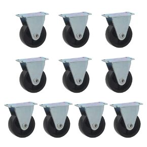 WMYCONGCONG 10 PCS 1-1/2 inch Dia Rubber Single Wheels Fixed Casters Wheel Rigid Non-Swivel Wheels Top Plate (Non-Swivel)