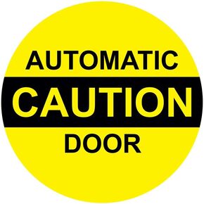 Double-Sided Caution Automatic Door Vinyl Sticker Decal with UV Laminate, Two-Sided Glass Door Decal For Outdoor and Indoor Use, Peel and Stick Adhesive Backing for Easy Installation, 4 Pack (Automatic Caution Door)