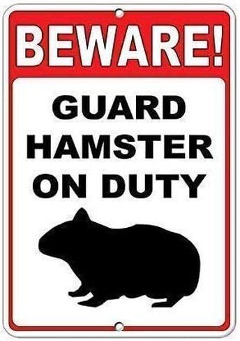 تحذير علامة القصدير المعدنية احذر! علامة حراسة الهامستر على الواجب، علامة قصدير معدنية عتيقة، لوحة حديدية لديكور المزرعة العائلية، مقاس 8 × 12 بوصة in Kuwait