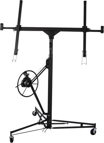 11FT لوحة رفع الحوائط الجافة رافعة لوحة الحائط الجافة، رفع الحوائط الجافة 150 رطل رافع عالي التحمل للصفائح الصخرية، أدوات البناء مع ذراع تلسكوبي قابل للتعديل و3 عجلات قابلة للقفل (أحمر عتيق) in Kuwait