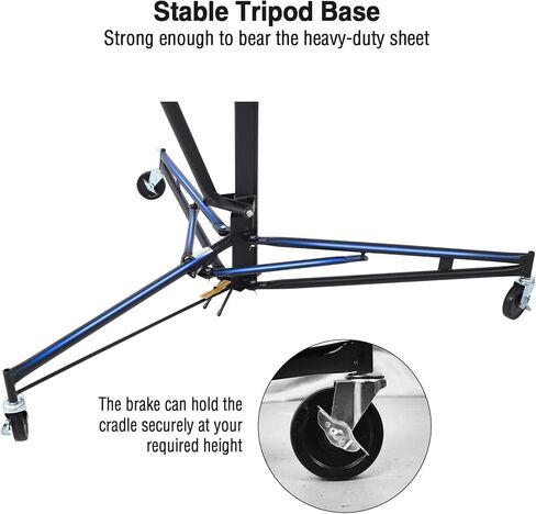 11FT لوحة رفع الحوائط الجافة رافعة لوحة الحائط الجافة، رفع الحوائط الجافة 150 رطل رافع عالي التحمل للصفائح الصخرية، أدوات البناء مع ذراع تلسكوبي قابل للتعديل و3 عجلات قابلة للقفل (أحمر عتيق) in Kuwait