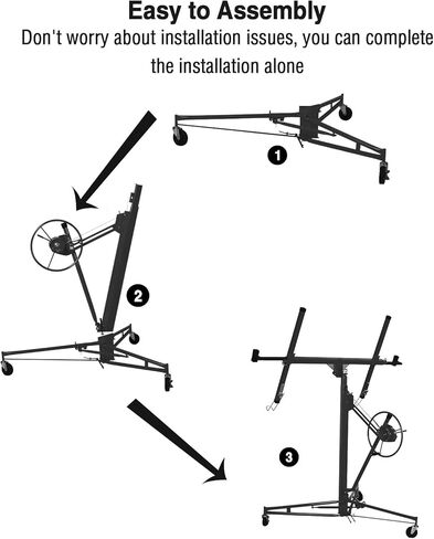 11FT لوحة رفع الحوائط الجافة رافعة لوحة الحائط الجافة، رفع الحوائط الجافة 150 رطل رافع عالي التحمل للصفائح الصخرية، أدوات البناء مع ذراع تلسكوبي قابل للتعديل و3 عجلات قابلة للقفل (أحمر عتيق) in Kuwait