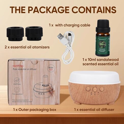 موزع روائح الزيوت العطرية بدون ماء - وضع الرذاذ ثلاثي السرعات، مصابيح LED بـ 7 ألوان، متوافق مع أنواع مختلفة من الزيوت العطرية - مناسب لغرف النوم وغرف المعيشة in Kuwait