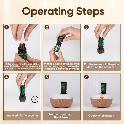 موزع روائح الزيوت العطرية بدون ماء - وضع الرذاذ ثلاثي السرعات، مصابيح LED بـ 7 ألوان، متوافق مع أنواع مختلفة من الزيوت العطرية - مناسب لغرف النوم وغرف المعيشة in Kuwait