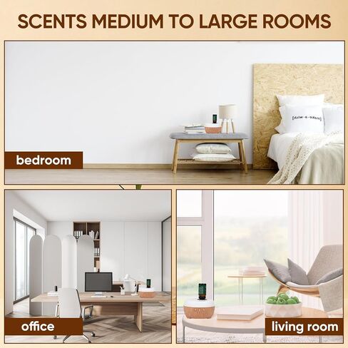 موزع روائح الزيوت العطرية بدون ماء - وضع الرذاذ ثلاثي السرعات، مصابيح LED بـ 7 ألوان، متوافق مع أنواع مختلفة من الزيوت العطرية - مناسب لغرف النوم وغرف المعيشة in Kuwait
