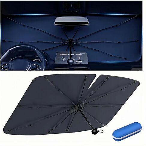 مظلة شمسية للزجاج الأمامي للسيارة، مظلة سيارة قابلة للطي، [طلاء تيتانيوم فضي نانو] تحمي السيارة من أشعة الشمس والأضرار الحرارية وتحافظ على برودتها وتحمي الجزء الداخلي in Kuwait