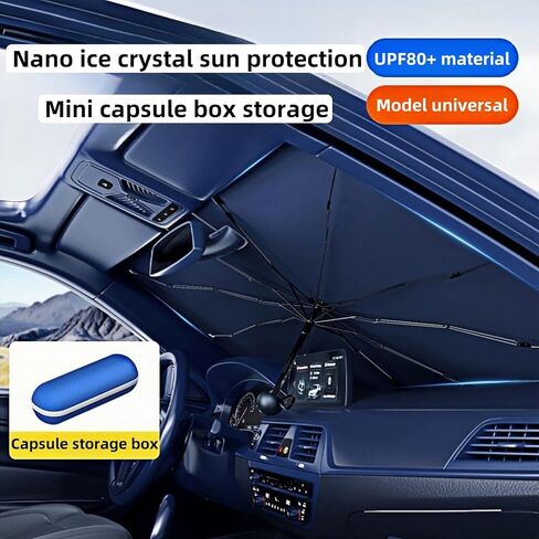 مظلة شمسية للزجاج الأمامي للسيارة، مظلة سيارة قابلة للطي، [طلاء تيتانيوم فضي نانو] تحمي السيارة من أشعة الشمس والأضرار الحرارية وتحافظ على برودتها وتحمي الجزء الداخلي in Kuwait