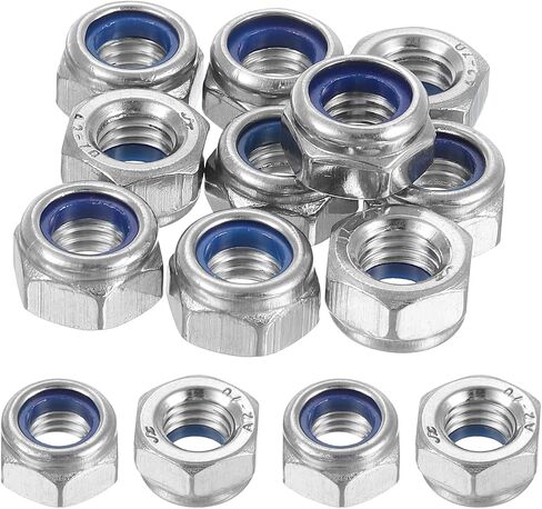 uxcell Left-hand Lock Nuts, M6x1mm 304 Stainless Steel Thread Hex Nylon Insert Lock Nut for Assembling and Fastening, Silver 10pcs in Saudi Arabia