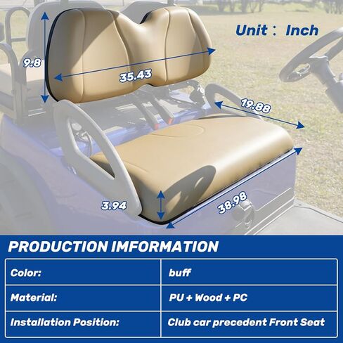 وسائد مقاعد بديلة أمامية لسيارة Club Car Precedent 2004-2011، طقم مكون من قطعتين يحتوي على مسند الظهر والمقعد السفلي، بيج in Saudi Arabia