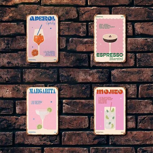 Retro Cocktail Espresso Martini Metal Sign Wall Art Pub Bar Home Decor Tin Signs Print 8inch*12inch in Saudi Arabia