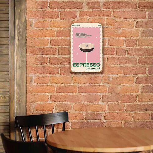 Retro Cocktail Espresso Martini Metal Sign Wall Art Pub Bar Home Decor Tin Signs Print 8inch*12inch in Saudi Arabia