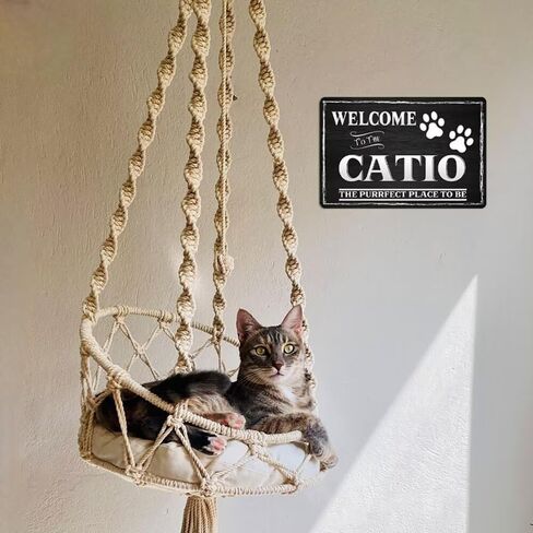 مرحبًا بكم في علامة Catio المعدنية ذات المظهر العتيق للحائط على شكل قطة للعائلة مقهى بار المزرعة حديقة المرآب اقتباسات ملهمة ديكور الحائط 8 × 12 بوصة in Kuwait