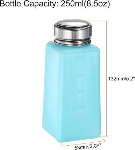 3pcs Solvent Alcohol Dispensers 250ml(8.5oz) Push Down Liquid Dispenser Pump Bottle with Sealing Stainless Steel Lid for Acetone Cleanser Polish Remover, Blue in Saudi Arabia
