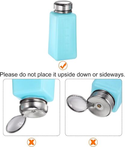 3pcs Solvent Alcohol Dispensers 250ml(8.5oz) Push Down Liquid Dispenser Pump Bottle with Sealing Stainless Steel Lid for Acetone Cleanser Polish Remover, Blue in Saudi Arabia