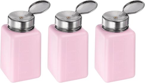 3pcs Solvent Alcohol Dispensers 250ml(8.5oz) Push Down Liquid Dispenser Pump Bottle with Sealing Stainless Steel Lid for Acetone Cleanser Polish Remover, Blue in Saudi Arabia