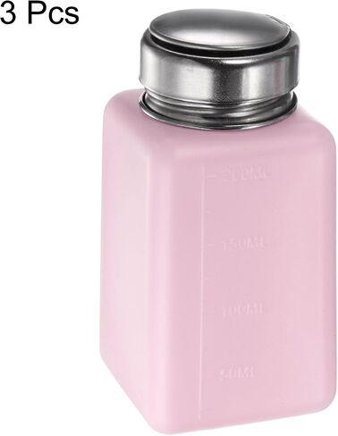 3pcs Solvent Alcohol Dispensers 250ml(8.5oz) Push Down Liquid Dispenser Pump Bottle with Sealing Stainless Steel Lid for Acetone Cleanser Polish Remover, Blue in Saudi Arabia