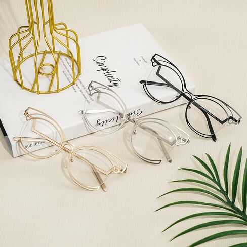 VOOGLAM Oversize Cat Eye Eyeglasses for Women with Non-prescription Clear Lens Maggie GM0340 in Kuwait