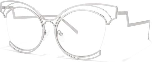 VOOGLAM Oversize Cat Eye Eyeglasses for Women with Non-prescription Clear Lens Maggie GM0340 in Kuwait