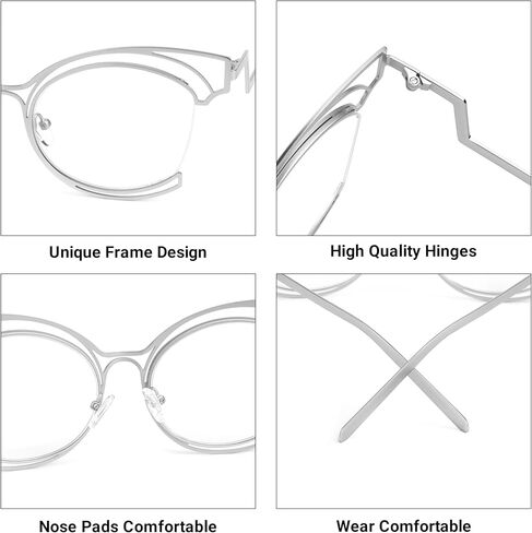 VOOGLAM Oversize Cat Eye Eyeglasses for Women with Non-prescription Clear Lens Maggie GM0340 in Kuwait