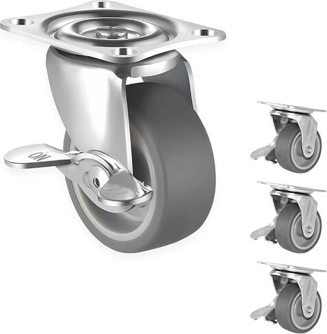 2" Swivel Rubber Casters Wheels Set of 4, Heavy Duty Swivel Casters with Brake, Industrial Casters Locking Metal Wheels Replacement for Workbenches, Furniture, Cabinets (2 inches casters) in Saudi Arabia
