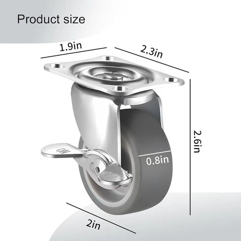 2" Swivel Rubber Casters Wheels Set of 4, Heavy Duty Swivel Casters with Brake, Industrial Casters Locking Metal Wheels Replacement for Workbenches, Furniture, Cabinets (2 inches casters) in Saudi Arabia