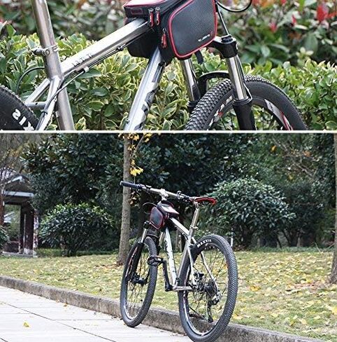 Bike Frame Bag, Waterproof Bike Cell Phone Mount Holder Bicycle Front Top Tube Pouch Pannier Cycling Frame Crossbar Storage Bags for iPhone 12 11 Pro Max XS XR X 8 Plus Samsung Smartphone up to 6.5'' in Saudi Arabia