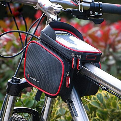 Bike Frame Bag, Waterproof Bike Cell Phone Mount Holder Bicycle Front Top Tube Pouch Pannier Cycling Frame Crossbar Storage Bags for iPhone 12 11 Pro Max XS XR X 8 Plus Samsung Smartphone up to 6.5'' in Saudi Arabia