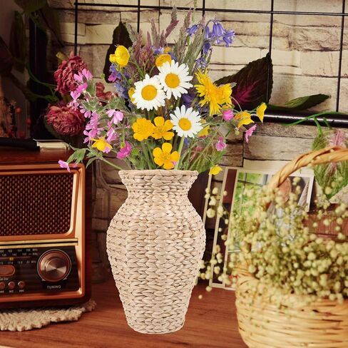 Alipis Rattan Vase Country Style Woven Plant Basket Rustic Flower Vase Hand Woven Dried Flower Vase for Home Decoration in Saudi Arabia