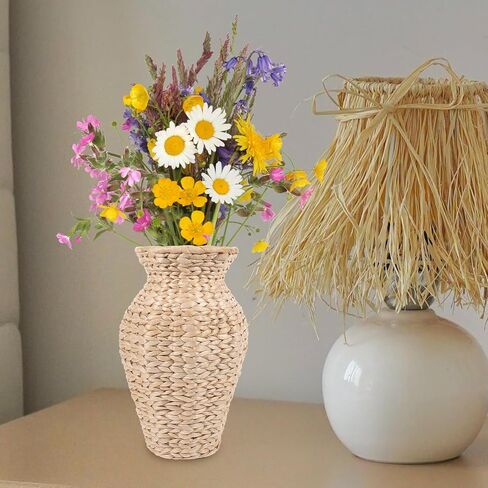 Alipis Rattan Vase Country Style Woven Plant Basket Rustic Flower Vase Hand Woven Dried Flower Vase for Home Decoration in Saudi Arabia