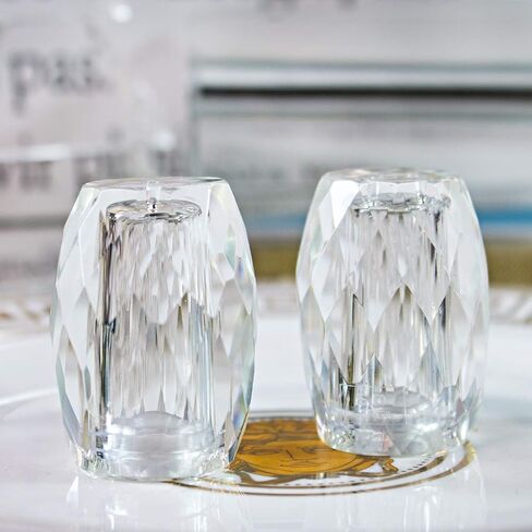 Set 2 Mini Crystal Salt & Pepper Shakers Set,Modern Art Glass Kitchenware Ornaments,Essential Dining Table Refillable Tool Creative Housewarming Gift in Kuwait