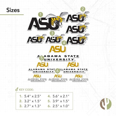 Desert Cactus Alabama State University Stickers Hornets ASU Vinyl Decals Laptop Water Bottle Car Scrapbook T1 (Type 1-1) in Saudi Arabia