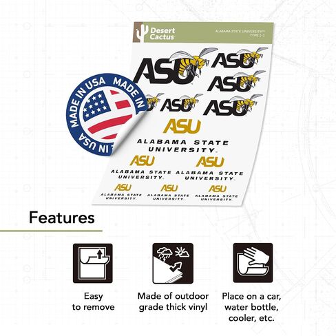 Desert Cactus Alabama State University Stickers Hornets ASU Vinyl Decals Laptop Water Bottle Car Scrapbook T1 (Type 1-1) in Saudi Arabia