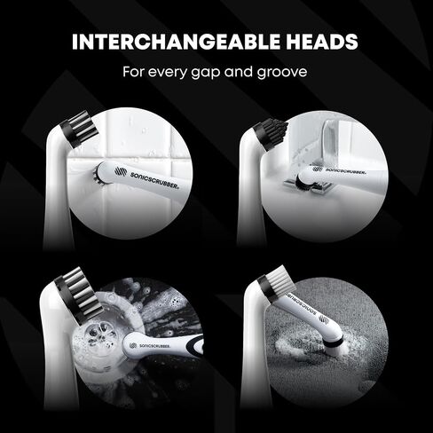 SonicScrubber Original Household Combi Brush - High Power Motor - 4 Replaceable Heads - Power Scrubbing – Use in Home, Kitchen & Bathroom - Cleans in Crevices - AA Batteries Included ​ in Saudi Arabia
