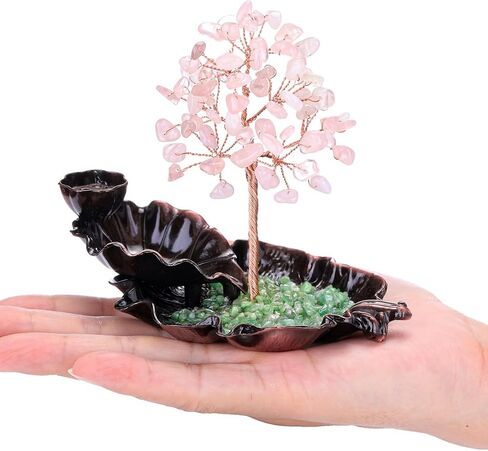 MANIFO Incense Waterfall Burner with Amethyst Healing Crystals Tree Censer Incense Stick Holder Decorative Ornament for Home Meditation Spiritual Gift in Saudi Arabia
