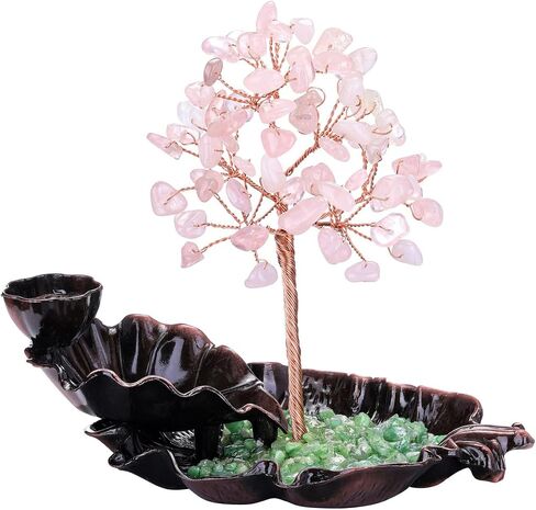 MANIFO Incense Waterfall Burner with Amethyst Healing Crystals Tree Censer Incense Stick Holder Decorative Ornament for Home Meditation Spiritual Gift in Saudi Arabia