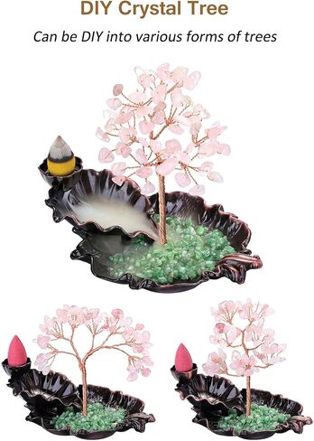 MANIFO Incense Waterfall Burner with Amethyst Healing Crystals Tree Censer Incense Stick Holder Decorative Ornament for Home Meditation Spiritual Gift in Saudi Arabia
