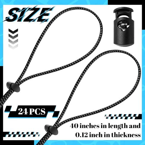 Frienda 24 Pieces Bungee Cord Strap Kit for Swim Goggles, Goggle Bungee Strap Flow Adjustable Replacement Swimming Goggle Strap Kit with 24 Cord Lock Clamps for Swimming Supplies in Saudi Arabia