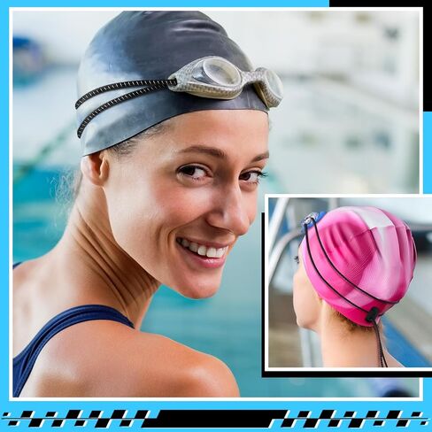 Frienda 24 Pieces Bungee Cord Strap Kit for Swim Goggles, Goggle Bungee Strap Flow Adjustable Replacement Swimming Goggle Strap Kit with 24 Cord Lock Clamps for Swimming Supplies in Saudi Arabia