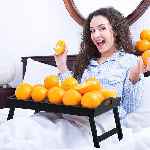 2 Pack Bed Tray Table Breakfast Trays Serving Tray Bamboo Bed Laptap with Floding Legs Handles and Phone Holders in Saudi Arabia