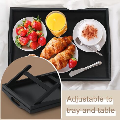 2 Pack Bed Tray Table Breakfast Trays Serving Tray Bamboo Bed Laptap with Floding Legs Handles and Phone Holders in Saudi Arabia